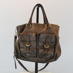 Prada brown leather handbag